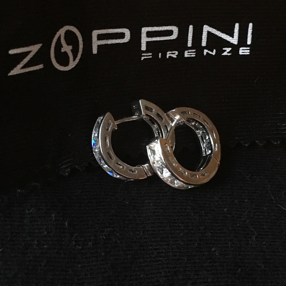 Sterling and Cz hugger (huggie) earrings